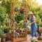 89" Elevated Wooden Garden Planter with Trellis, Hanging Canopy, and Drainage